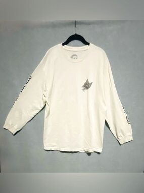 Sketchy Tank Lurking Class White Graphic Long Sleeve Shirt Size L Cotton